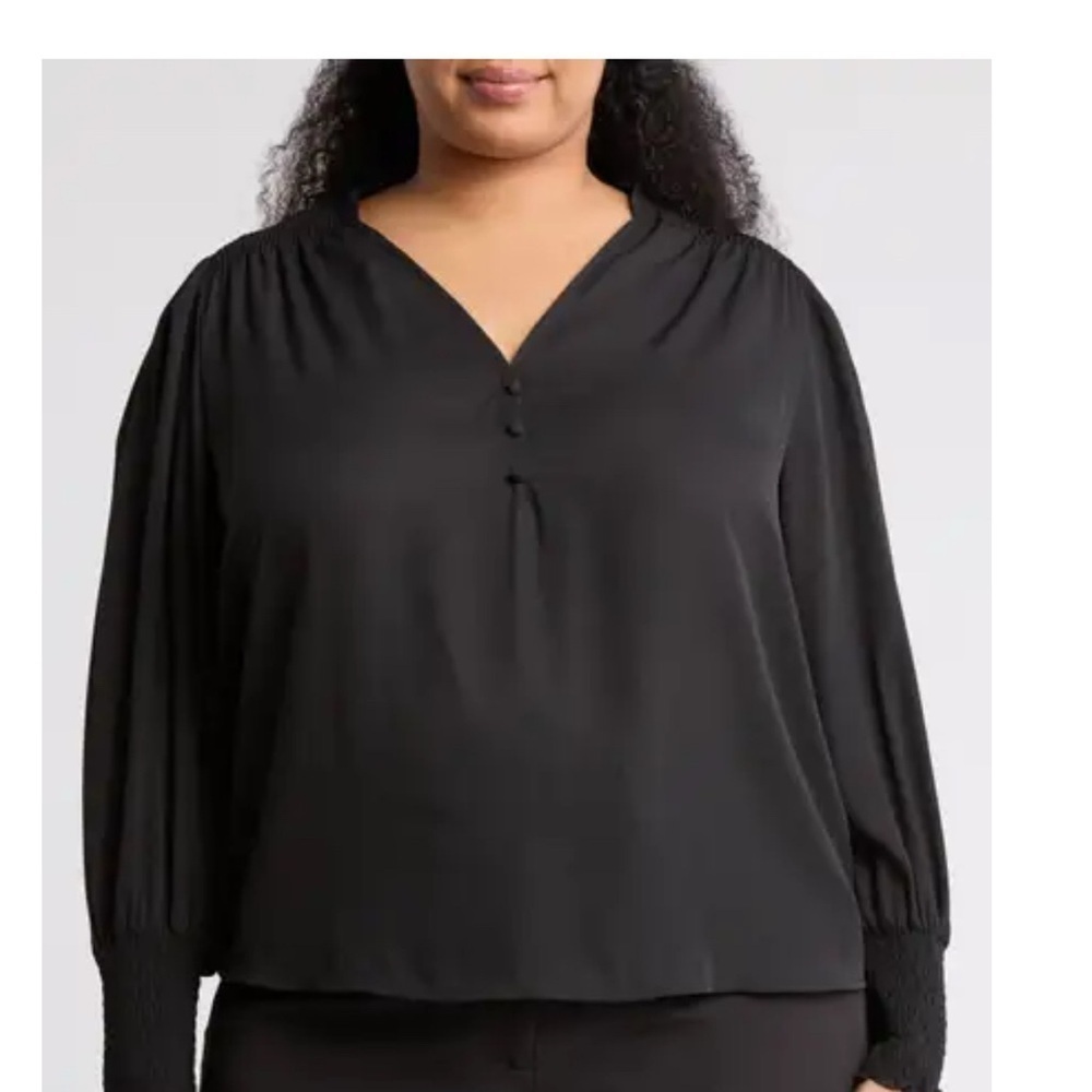 T Tahari plus Size 1X Blouse Black 100% Polyester 🆕 New